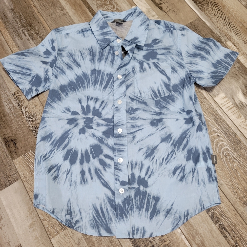 New Eddie Bauer Boys On The Go Short Sleeve Button Down Shirt Size Small 7/8